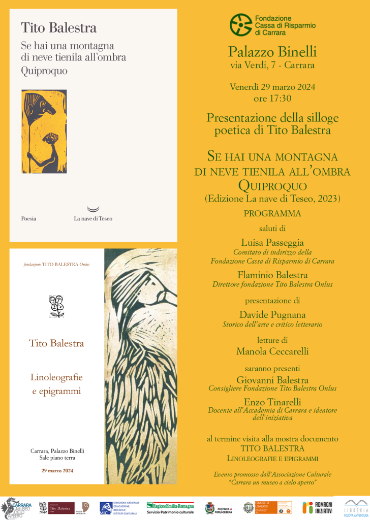 locandina 2024 presentazione della silloge poetica di Tito Balestra